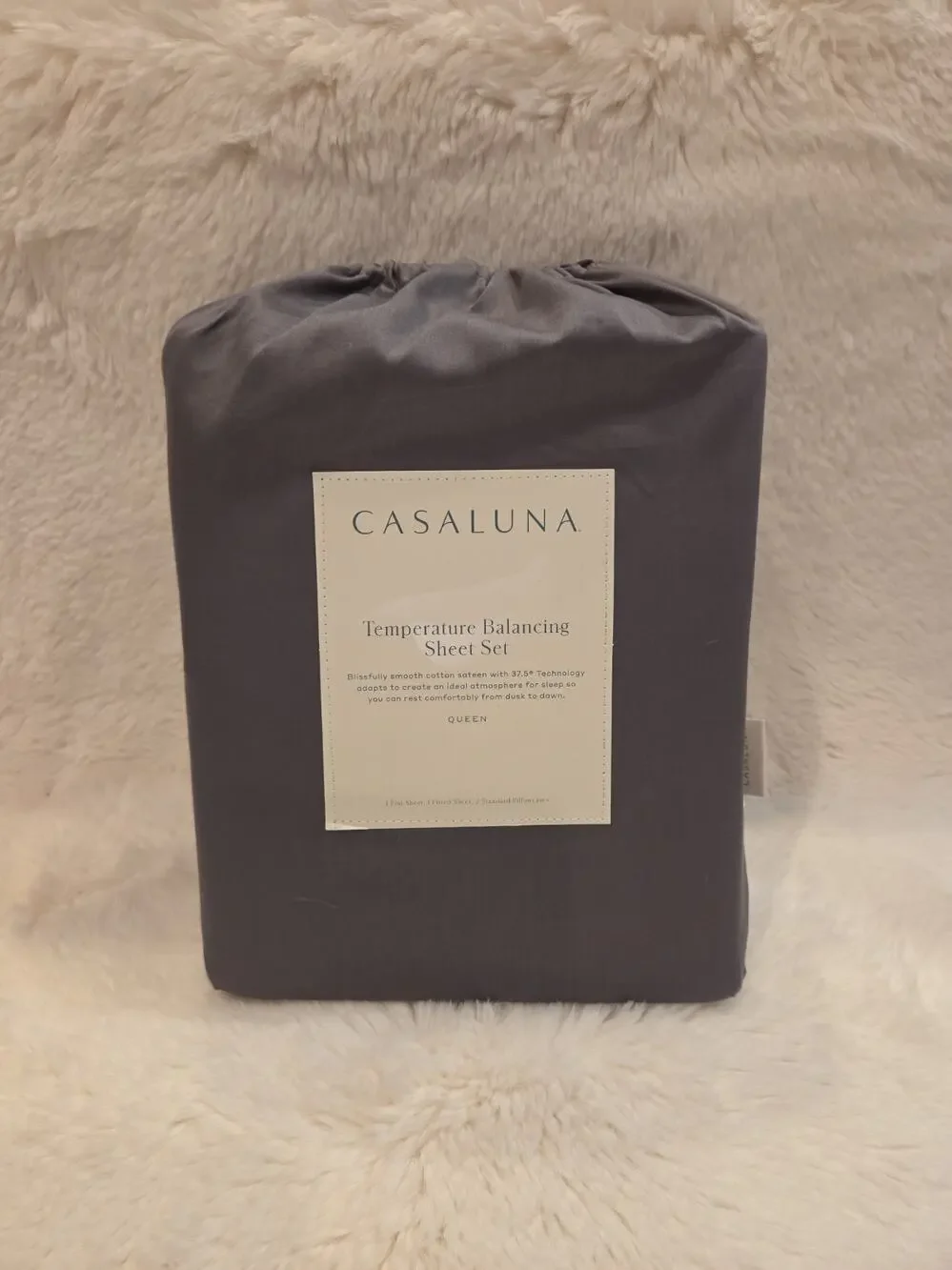 CASALUNA Temperature Balancing Sheet Set , 300 Thread Count - Dark Grey QUEEN